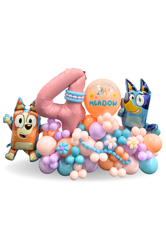 Bluey and bingo number birthday cluster stand With Custom message