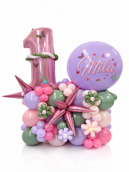 34" Number balloon stand with custom message