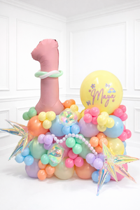 34" Number on Air-filled balloon stand with custom message