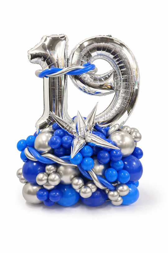 Two Number on Air-filled balloon stand (optional custom message)