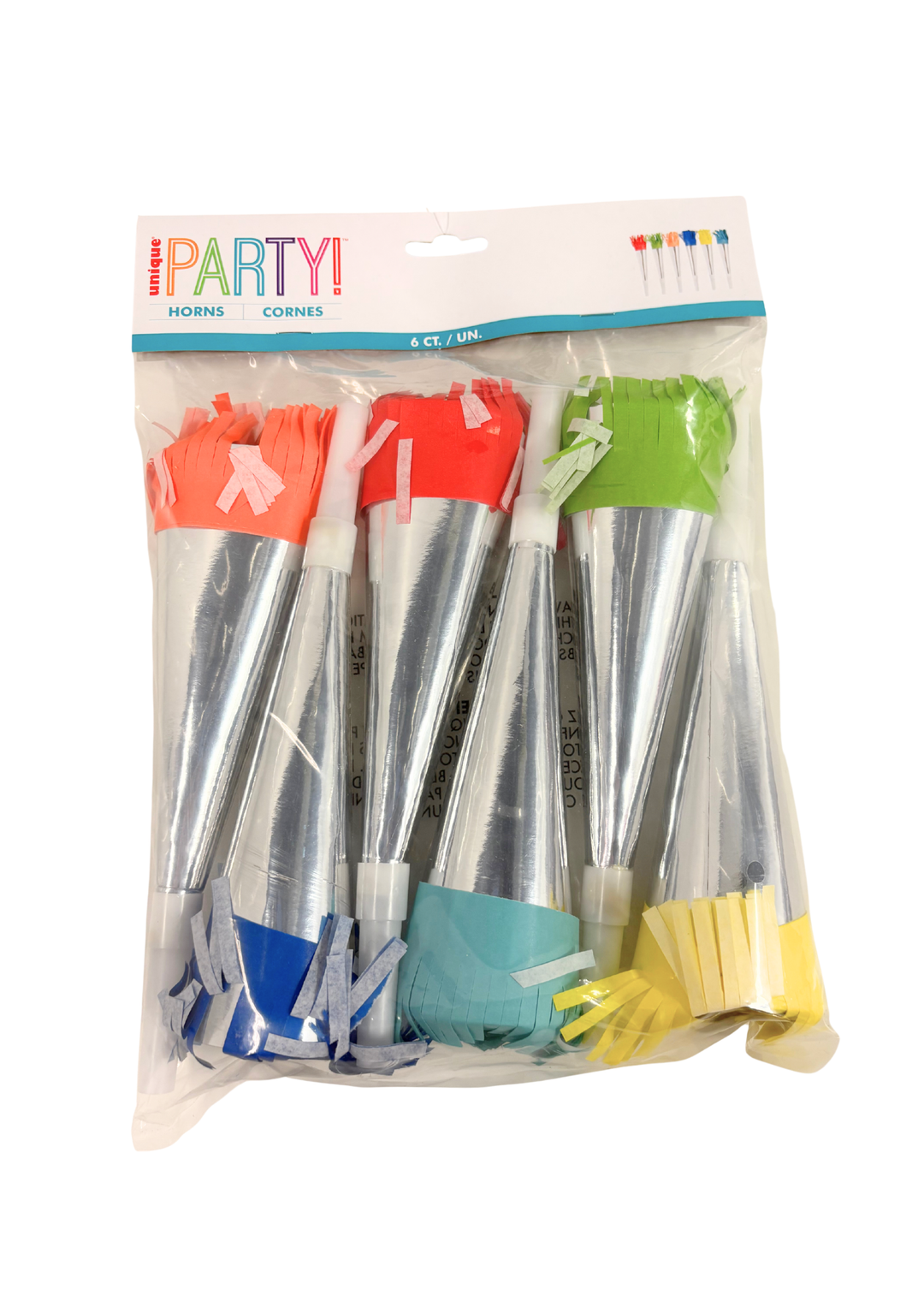 Colourful Foil Horns - 6ct