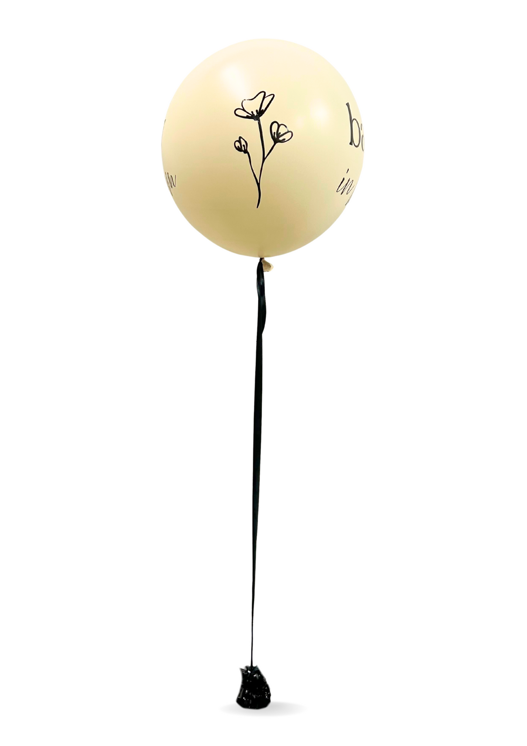 Custom 36" balloon with logo/message and 1 inch lace ribbon