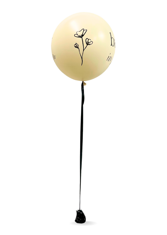 Custom 36" balloon with logo/message and 1 inch lace ribbon