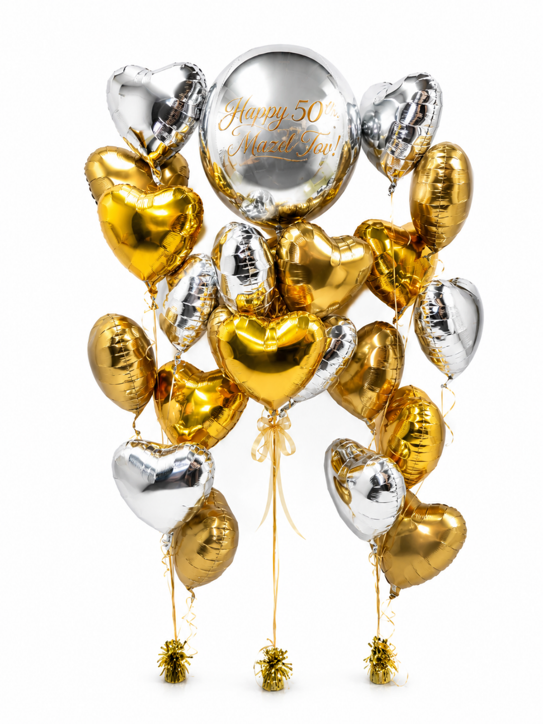 Custom Happy Anniversary heart balloon package with 20" Orbz