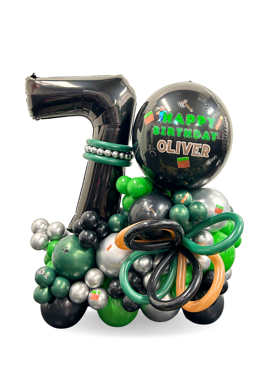 Custom Minecraft Balloon Birthday Cluster Stand