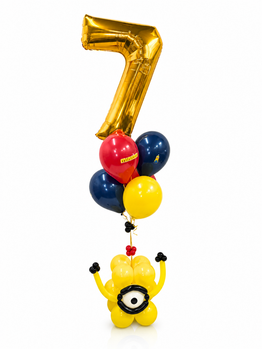 Custom Minion Balloon and bubble weight bouquet (optional stickers)