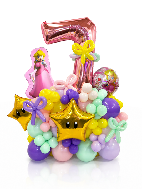 Custom_Princess_Peach_balloon_Number_cluster_stand