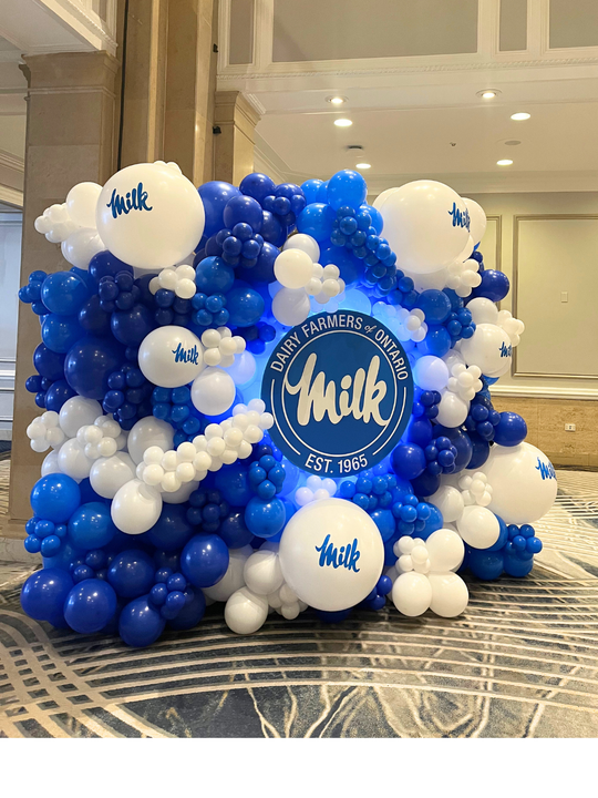 Custom balloon wall with led custom sign inset