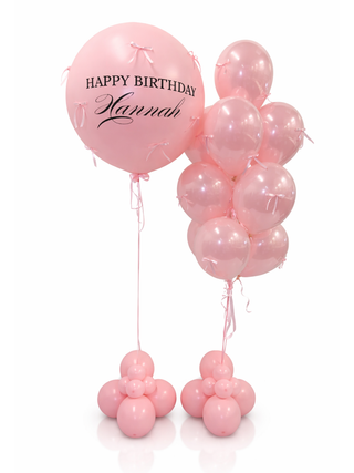 Custom message 3ft balloon with bow accents and bow bouquet