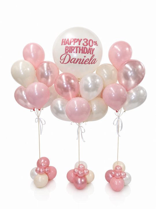 Custom message 3ft with x2 7 balloon bouquets