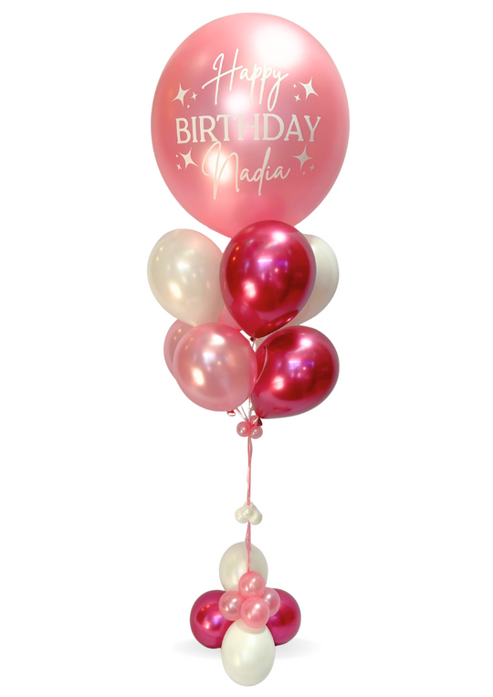 Custom message balloon bouquet with bubble cluster weight