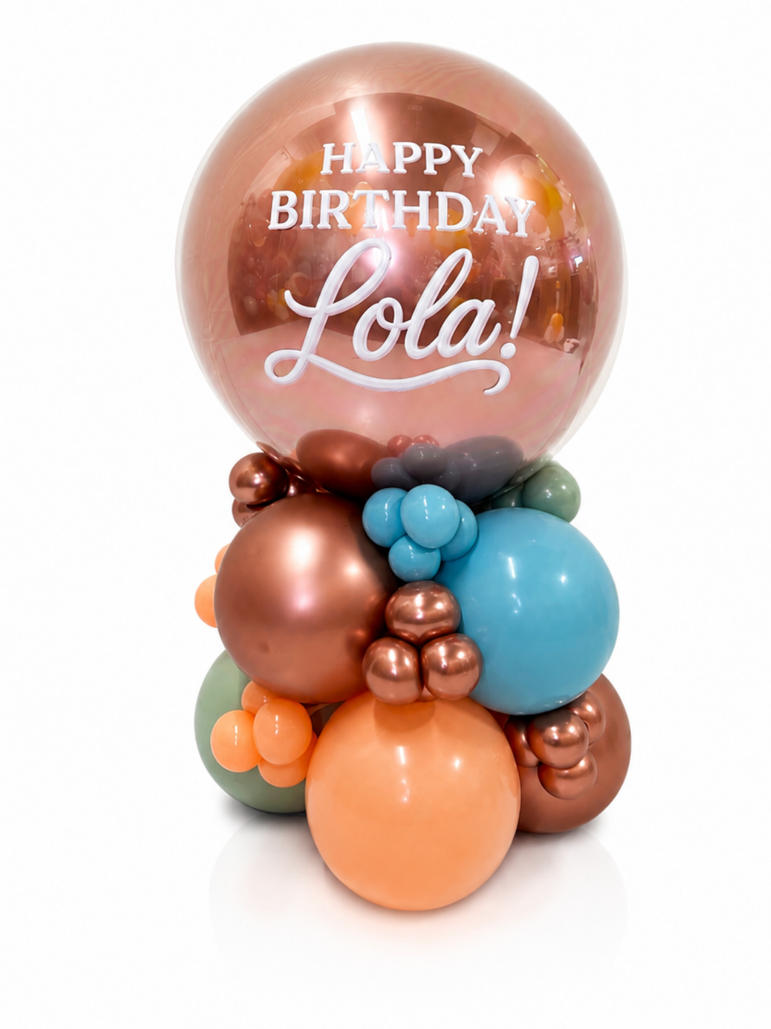 Custom table centrepiece 17" with clear bobo over latex balloon