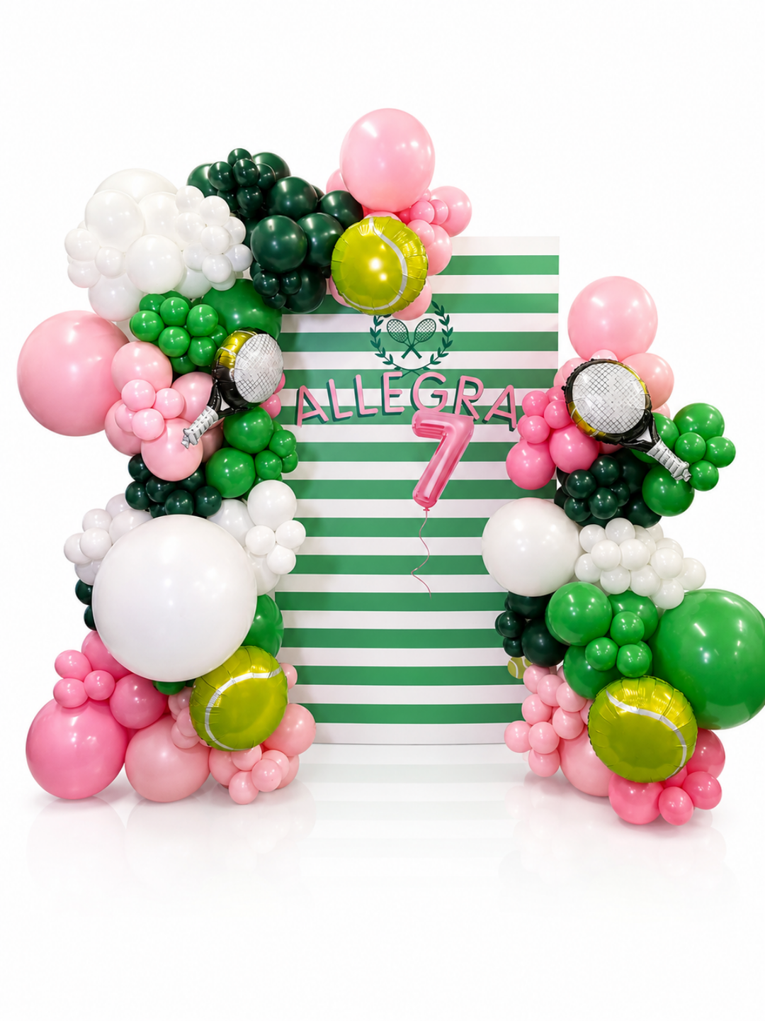 Custom tennis theme wall with 16ft balloon garland (installation included)