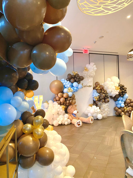 BABY Shower Balloon Install with LED Marquees and Backdrop Walls