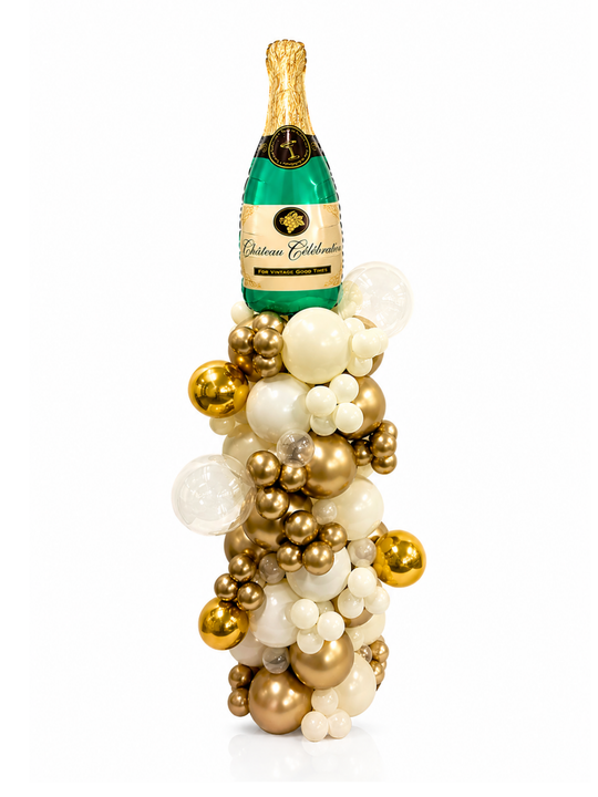 Engagement_Champagne_balloon_column_with_optional_custom_message_6ft_tall