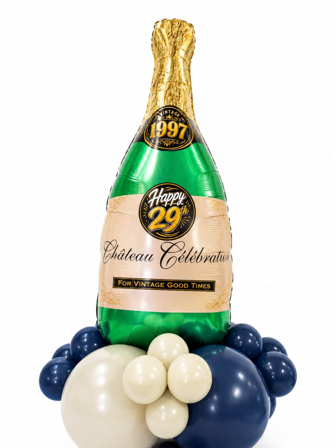 Engagement_Champagne_balloon_column_with_optional_custom_message_6ft_tall