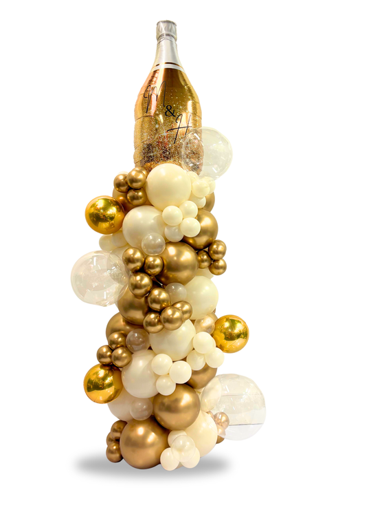 Engagement Champagne balloon column with optional custom message (6ft tall)