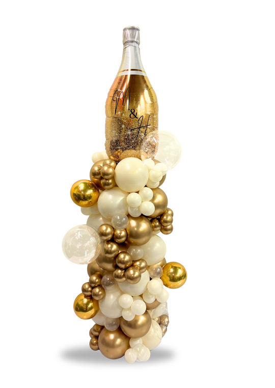 Engagement Champagne balloon column with optional custom message (6ft tall)