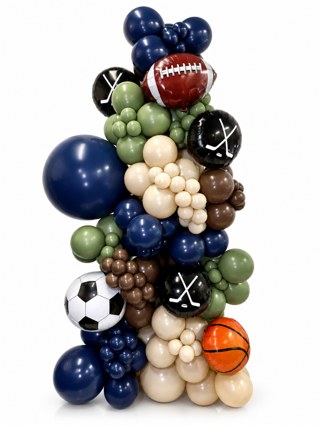 Sports Theme Free standing Cluster/ Garland Hockey, Basketball, Soccer, Football 8ft