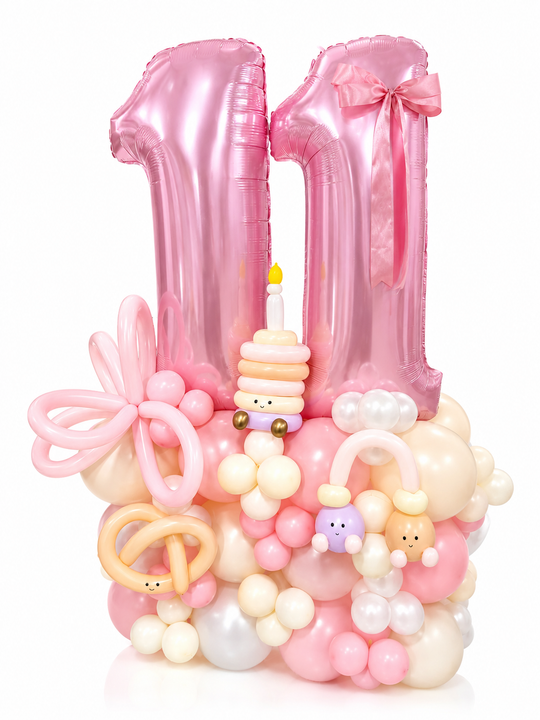 Jelly Cat Two Number balloon stand with custom message