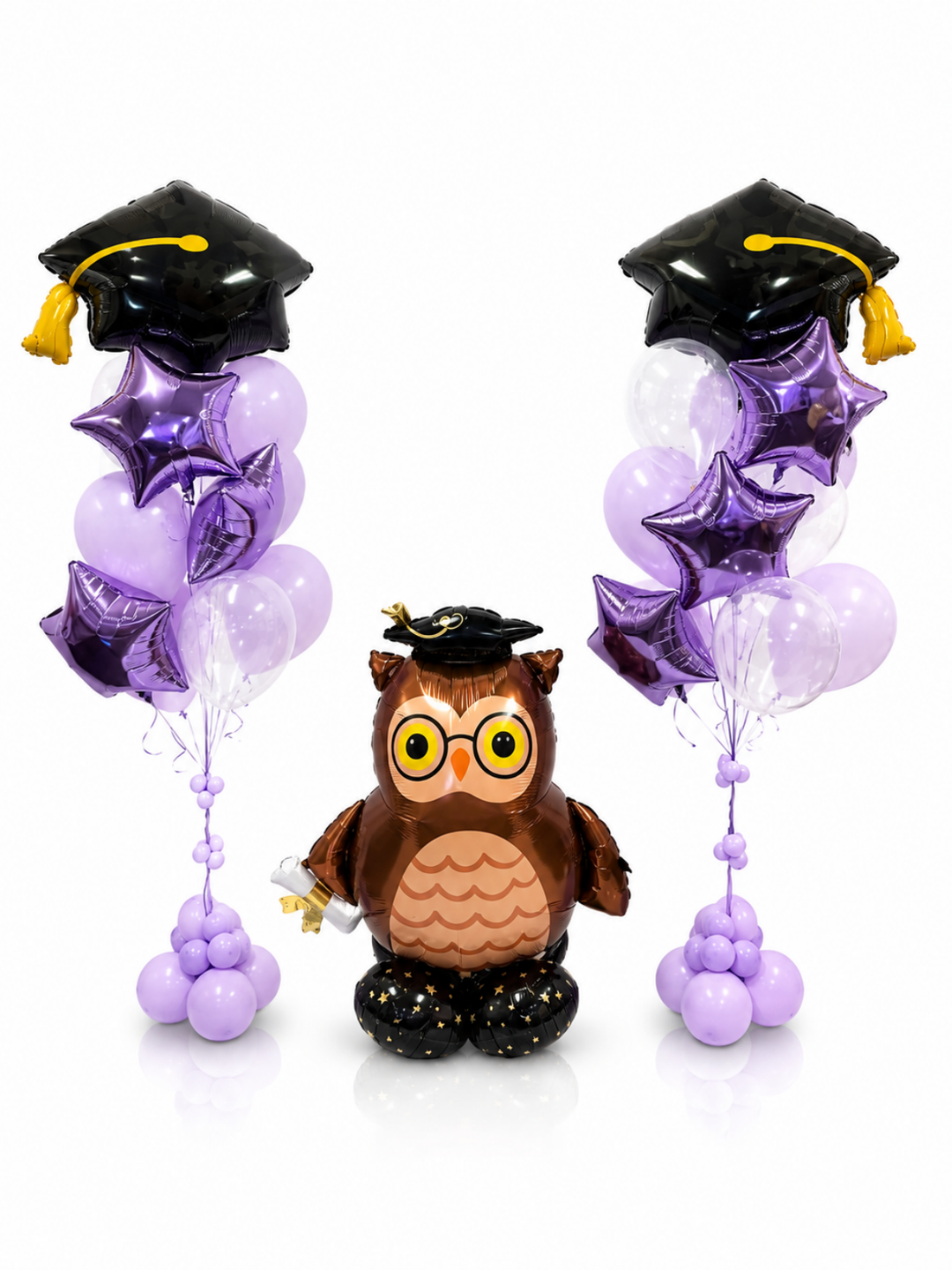 Grad Wise Owl Airloonz with matching balloon bouquets