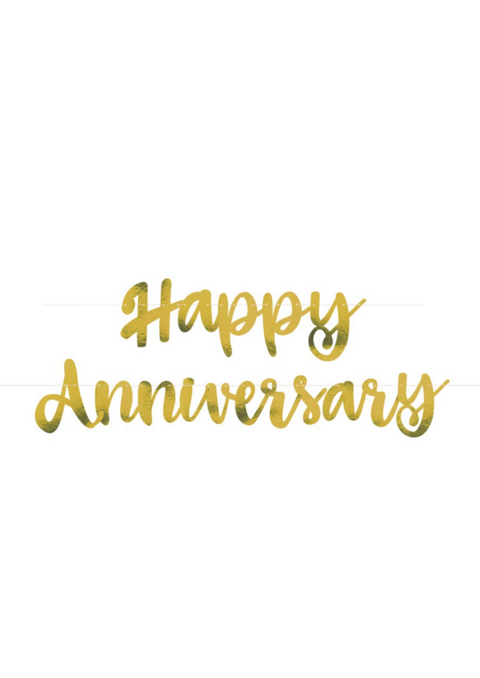 Happy Anniversary Banner 6ft - Gold and Silver