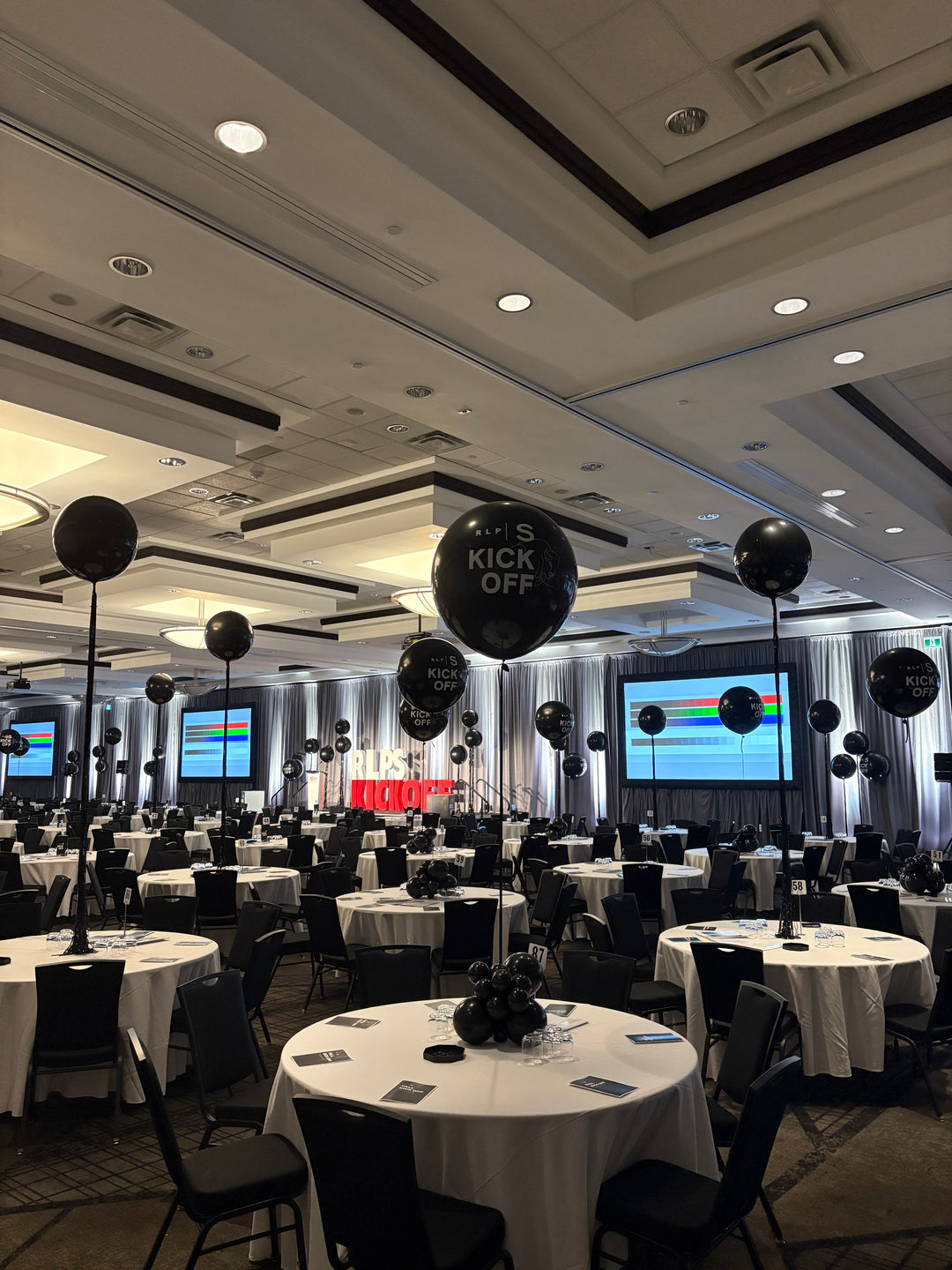 Install Custom logo 3ft and orbz balloons with tinsel tail