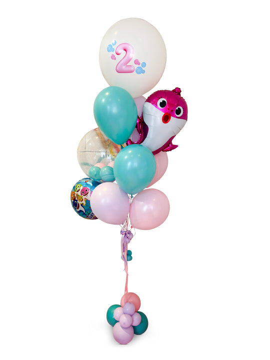 baby shark custom balloons bouquet