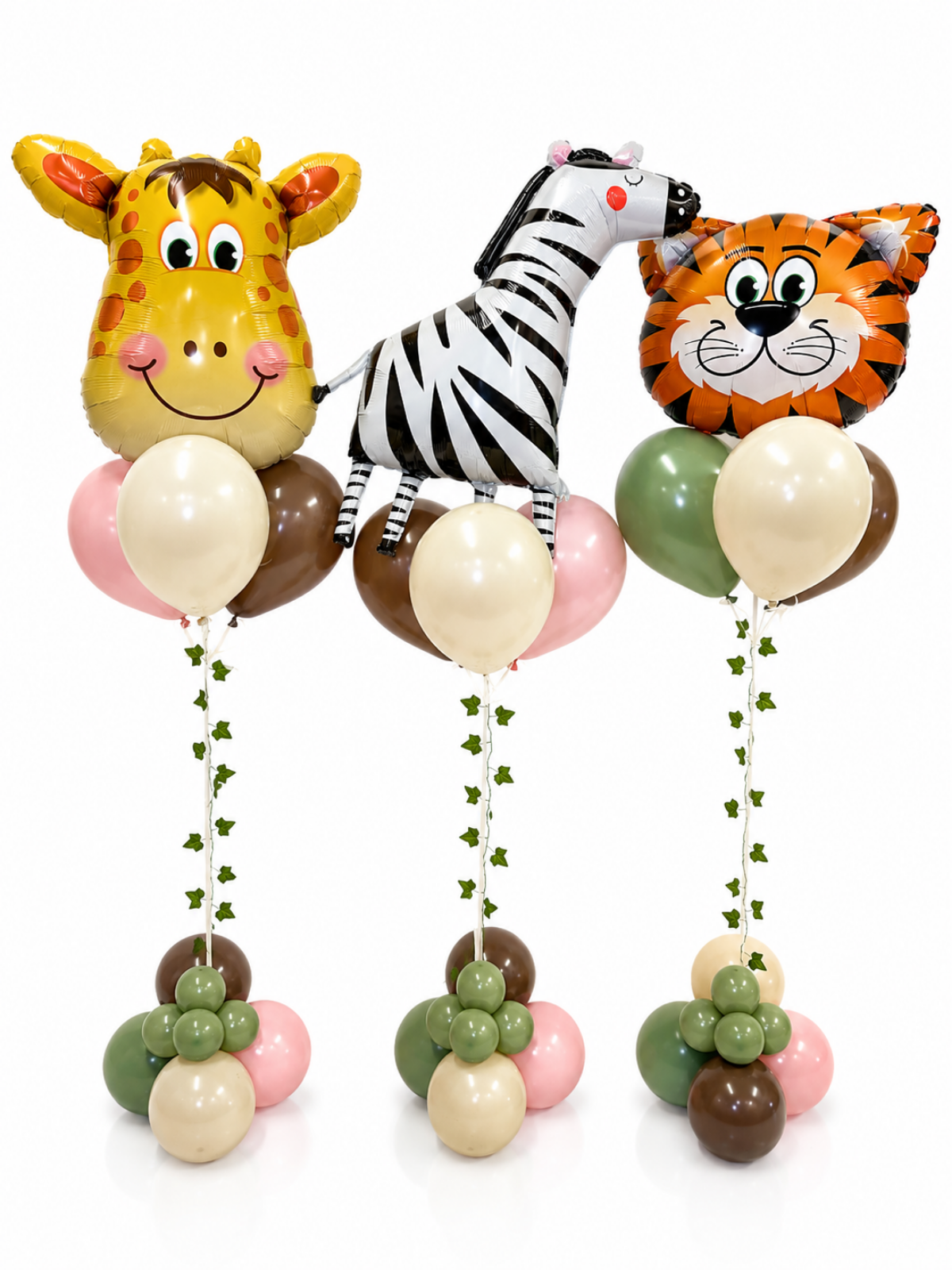 In the Wild Balloon Bundle Giraffe Zebra Tiger