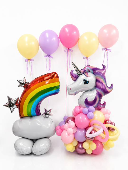 Jumbo Rainbow Unicorn Birthday Balloon Package