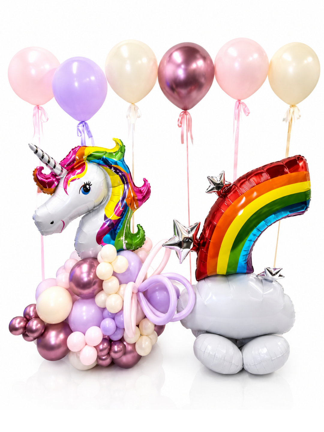 Jumbo Rainbow Unicorn Birthday Balloon Package