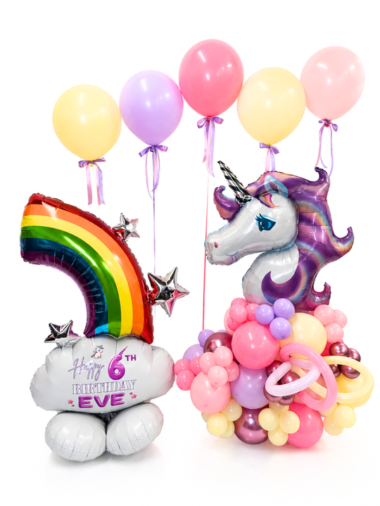 Jumbo Rainbow Unicorn Birthday Balloon Package