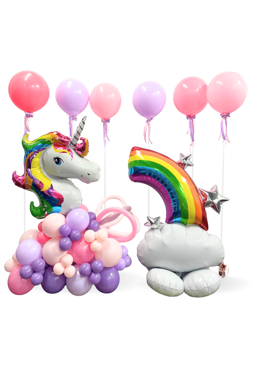 Jumbo Rainbow Unicorn Birthday Balloon Package