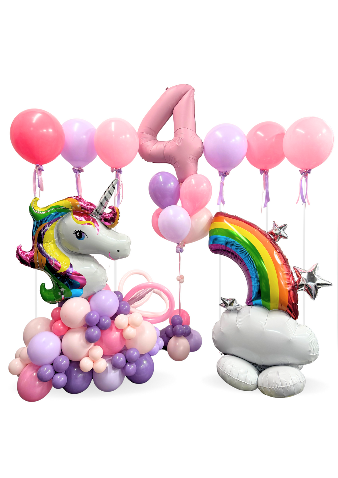 Jumbo Rainbow Unicorn Birthday Balloon Package