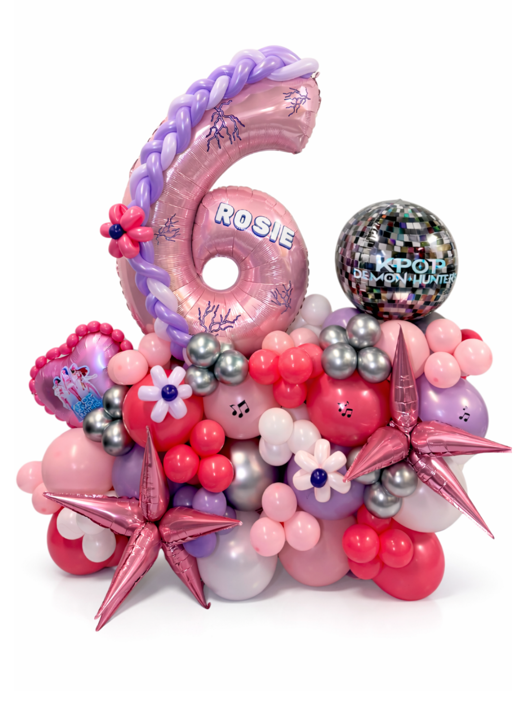 K-Pop demon hunter theme custom balloon cluster stand