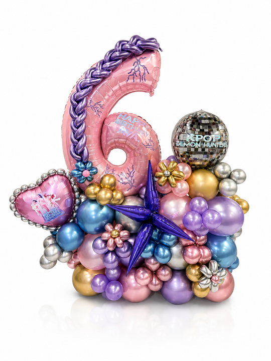 K-Pop_demon_hunter_theme_custom_balloon_cluster_stand