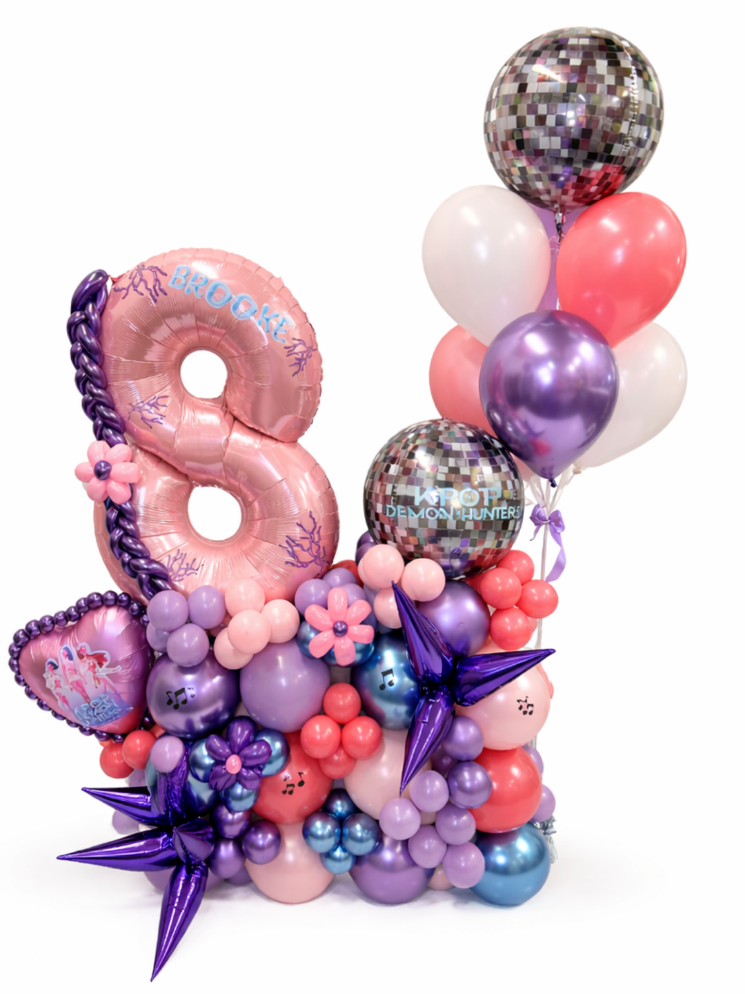 K-Pop demon hunter theme custom balloon cluster stand