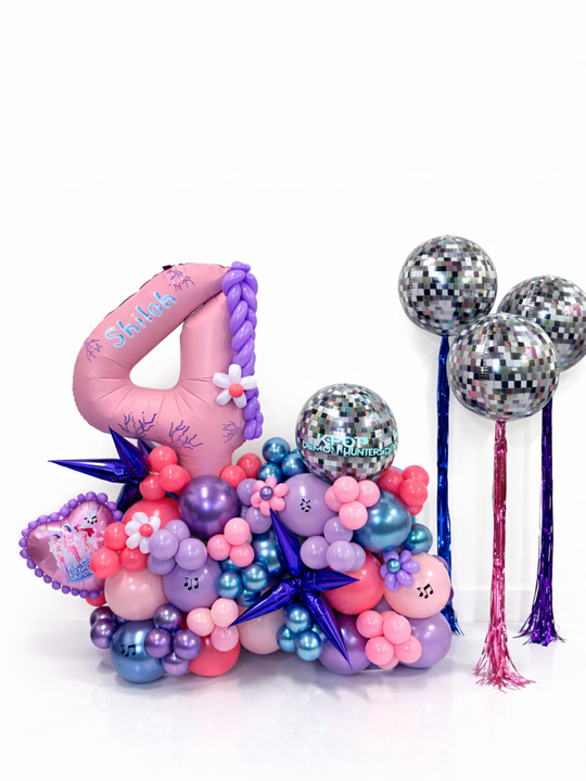 K-Pop demon hunter theme custom balloon cluster stand