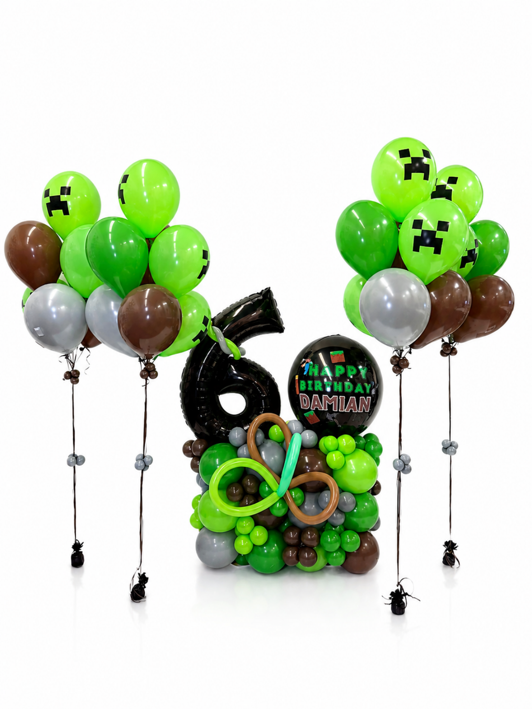 Minecraft_Custom_Cluster_Balloon_Stand_with_number_and_4_bouquets