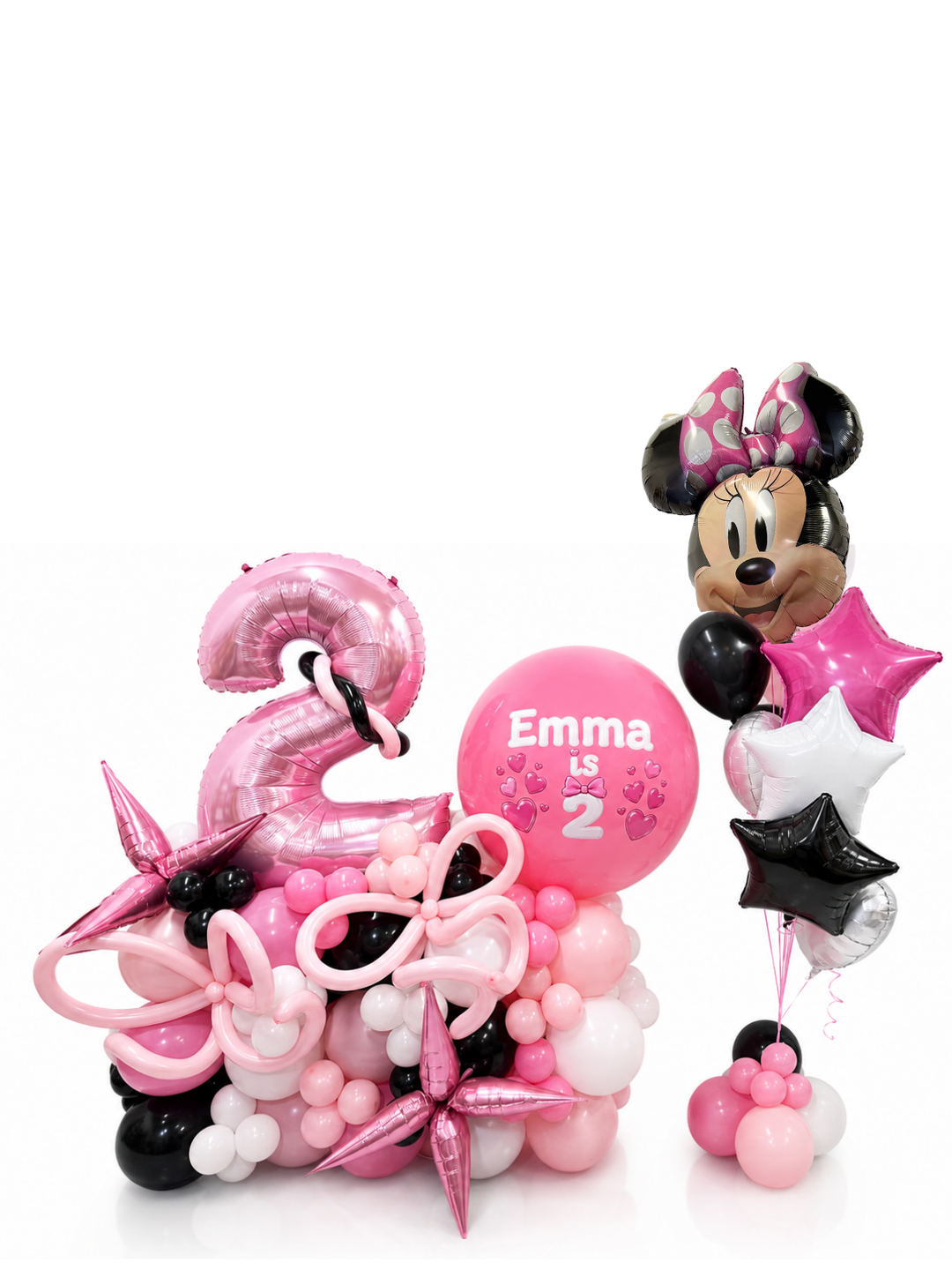 Minnie_Mouse_Number_Birthday_Balloon_Cluster_Stand_with_foil_bouquet