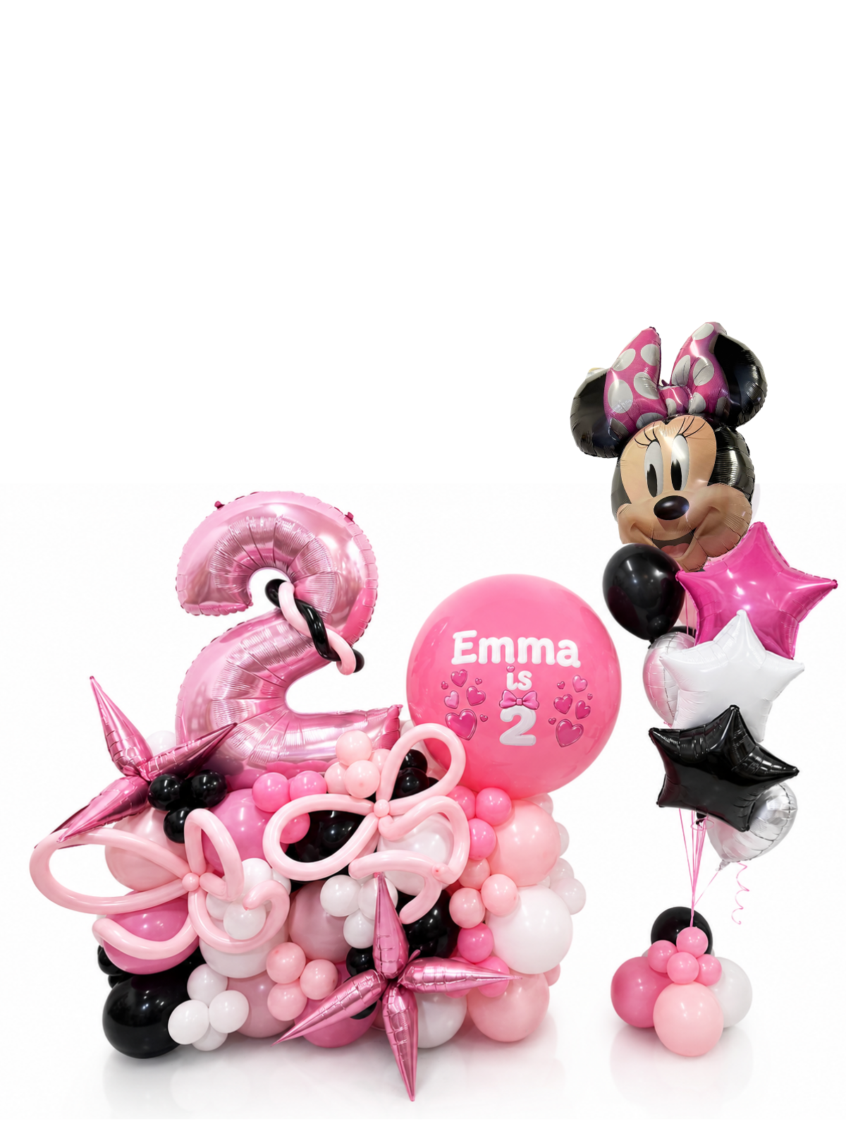 Minnie_Mouse_Number_Birthday_Balloon_Cluster_Stand_with_foil_bouquet