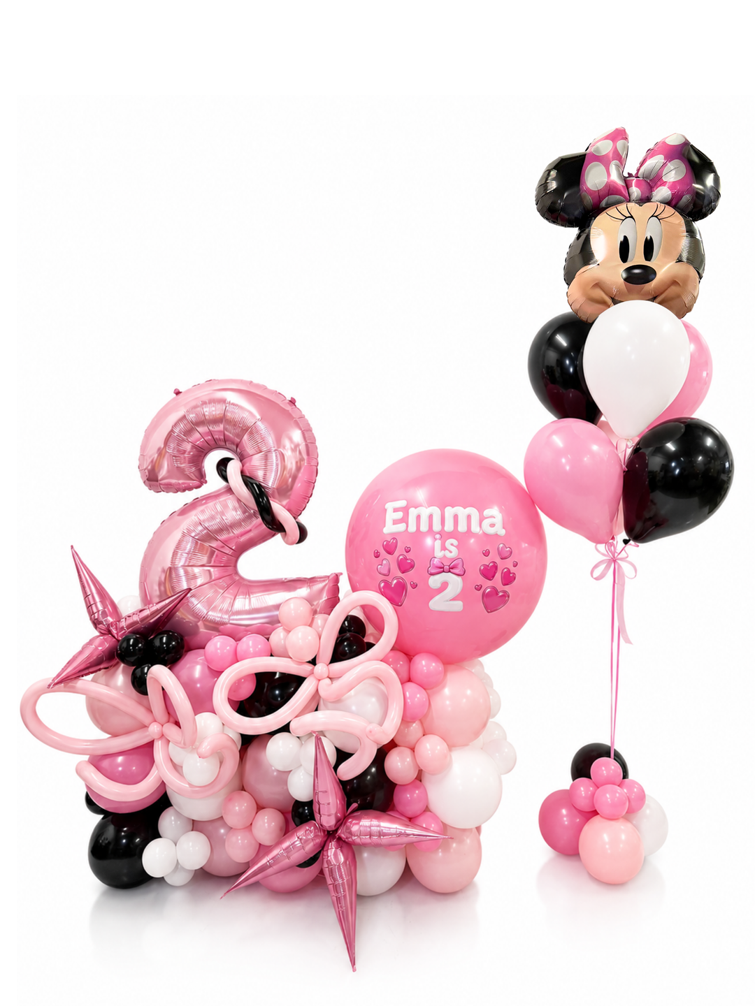 Minnie mouse balloon custom message birthday stand package