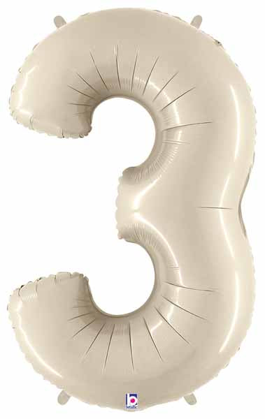 (Uninflate) Sand White Foil Numbers 34" (Betallic)