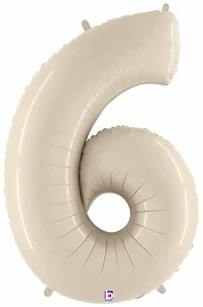 (Uninflated) Sand White Foil Numbers 34" (Betallic)