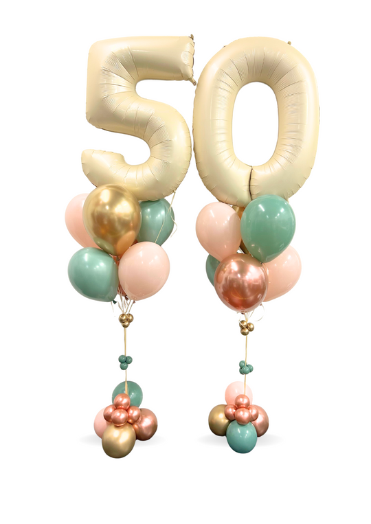 Number Balloon bouquet with bubble cluster (qty 1)