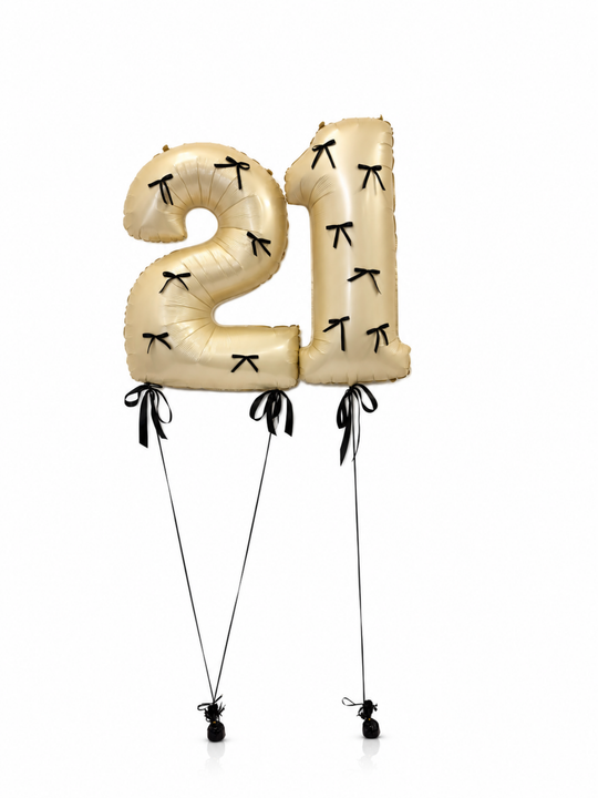 Number balloon with bow accents (QTY 1)