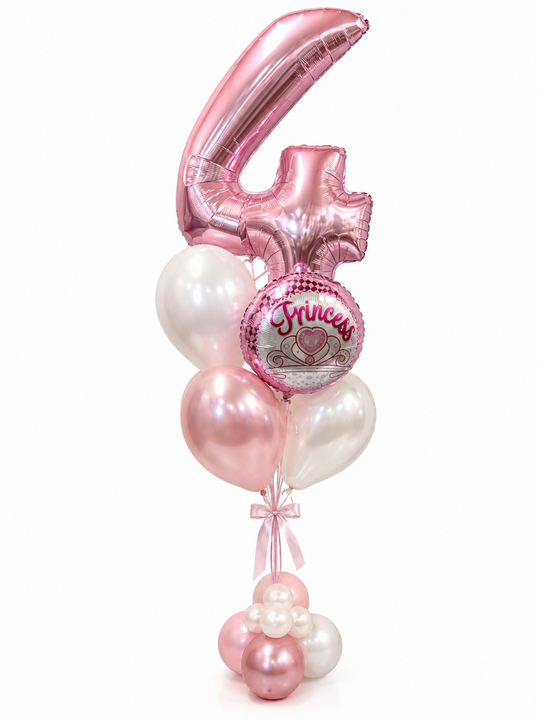 Pink Princess Balloon Bouquet with number