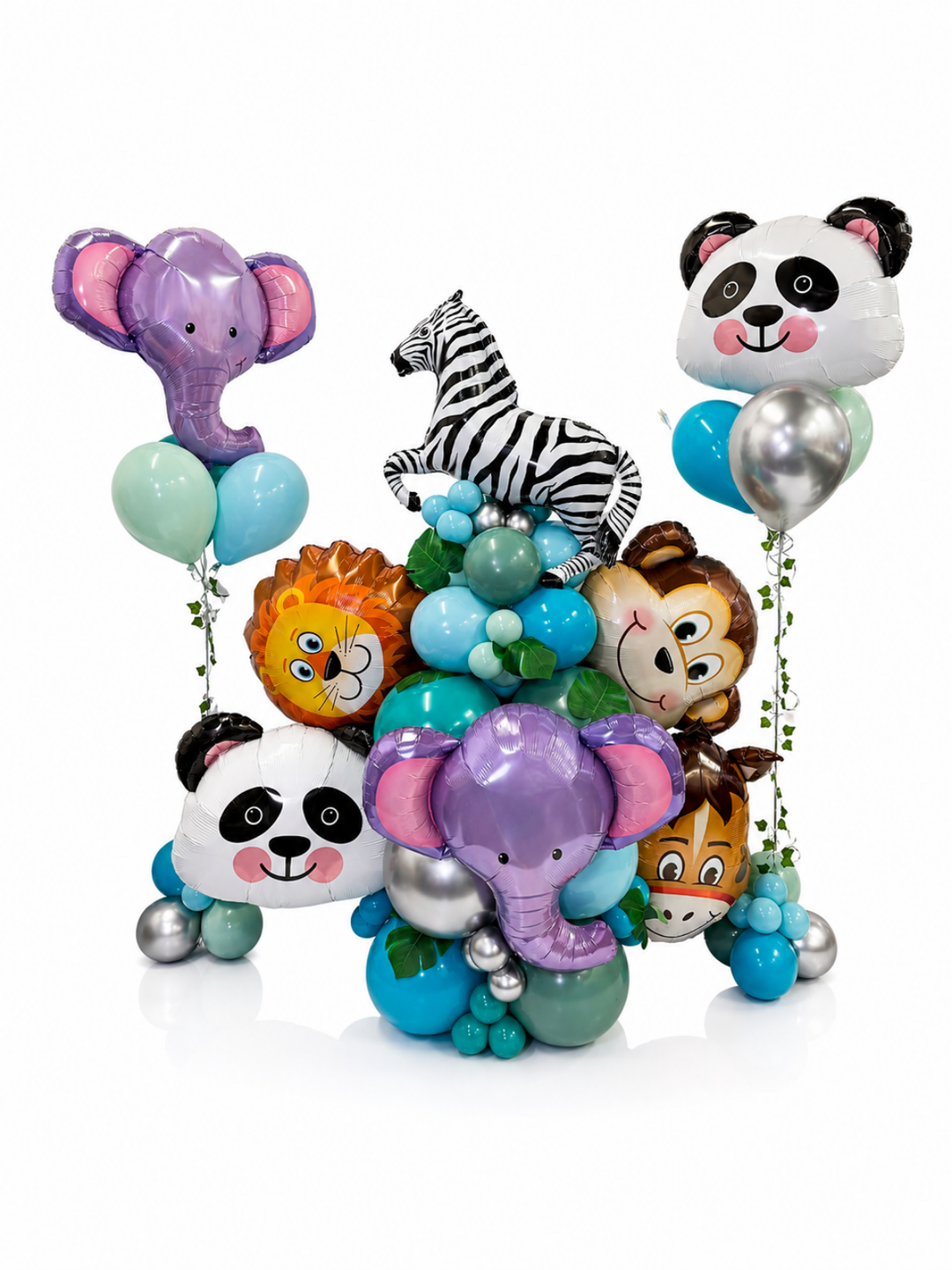 Safari Super balloon cluster stand with bouquets (no number)
