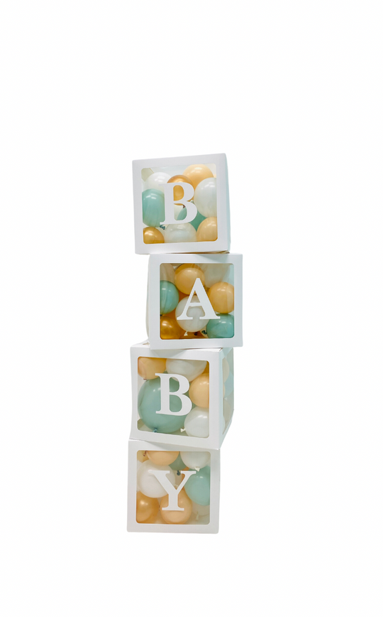 Baby Blocks with Mini Balloons + Mini Bow accents