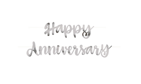Happy Anniversary Banner 6ft - Gold and Silver
